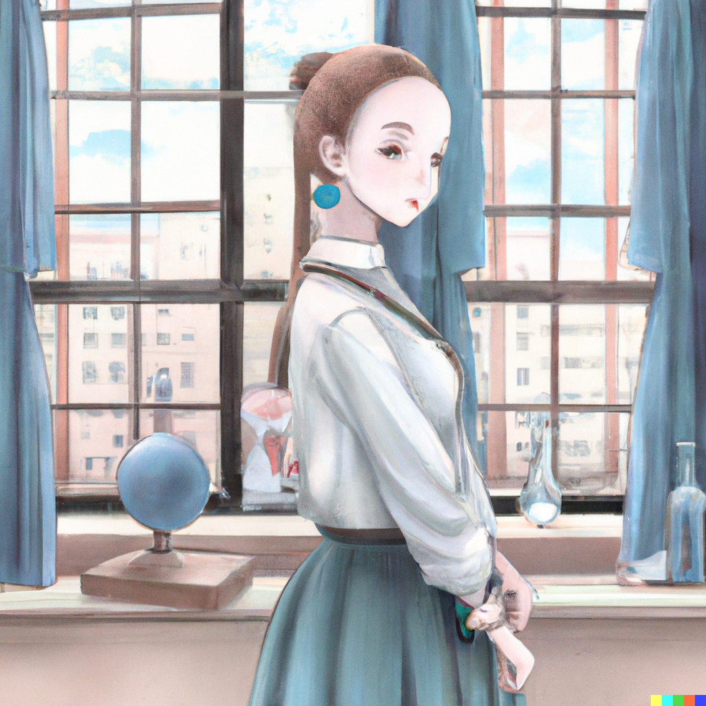 DALL·E 2022-07-31 23.58.02 - Schoolgirl with a sweet face and a ponytail wearing a long-sleeve...png