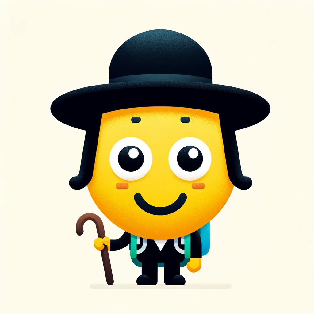 DALL·E+2024-04-16+10.37.56+-+Minimalist+emoji-style+image+of+an+ultra-Orthodox+Jew+on+a+hike_+...jpg