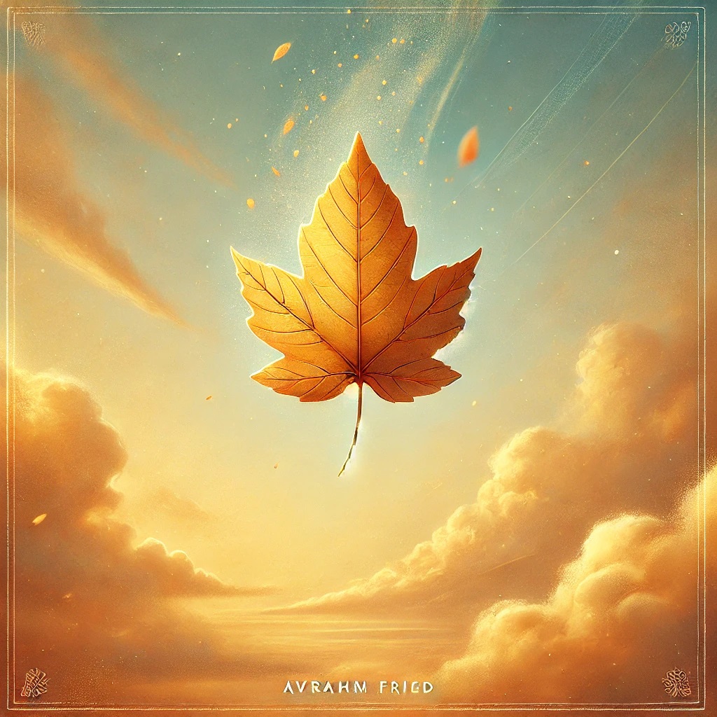 DALL·E 2024-09-21 23.16.07 - A cover design for the song 'A Small Leaf' by Avraham Fried. The ...jpg