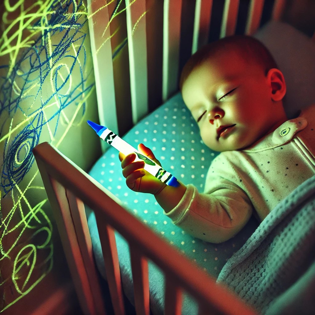 DALL·E 2024-12-11 21.17.19 - A close-up view of an adorable baby sleeping peacefully in a crib...jpg