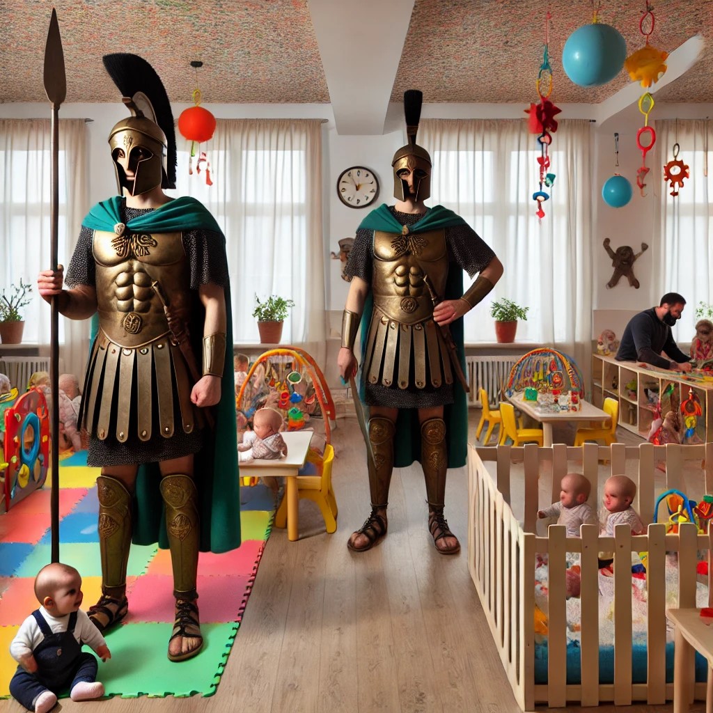 DALL·E 2024-12-18 01.41.54 - Ancient Greek soldiers in traditional armor standing inside a day...jpg