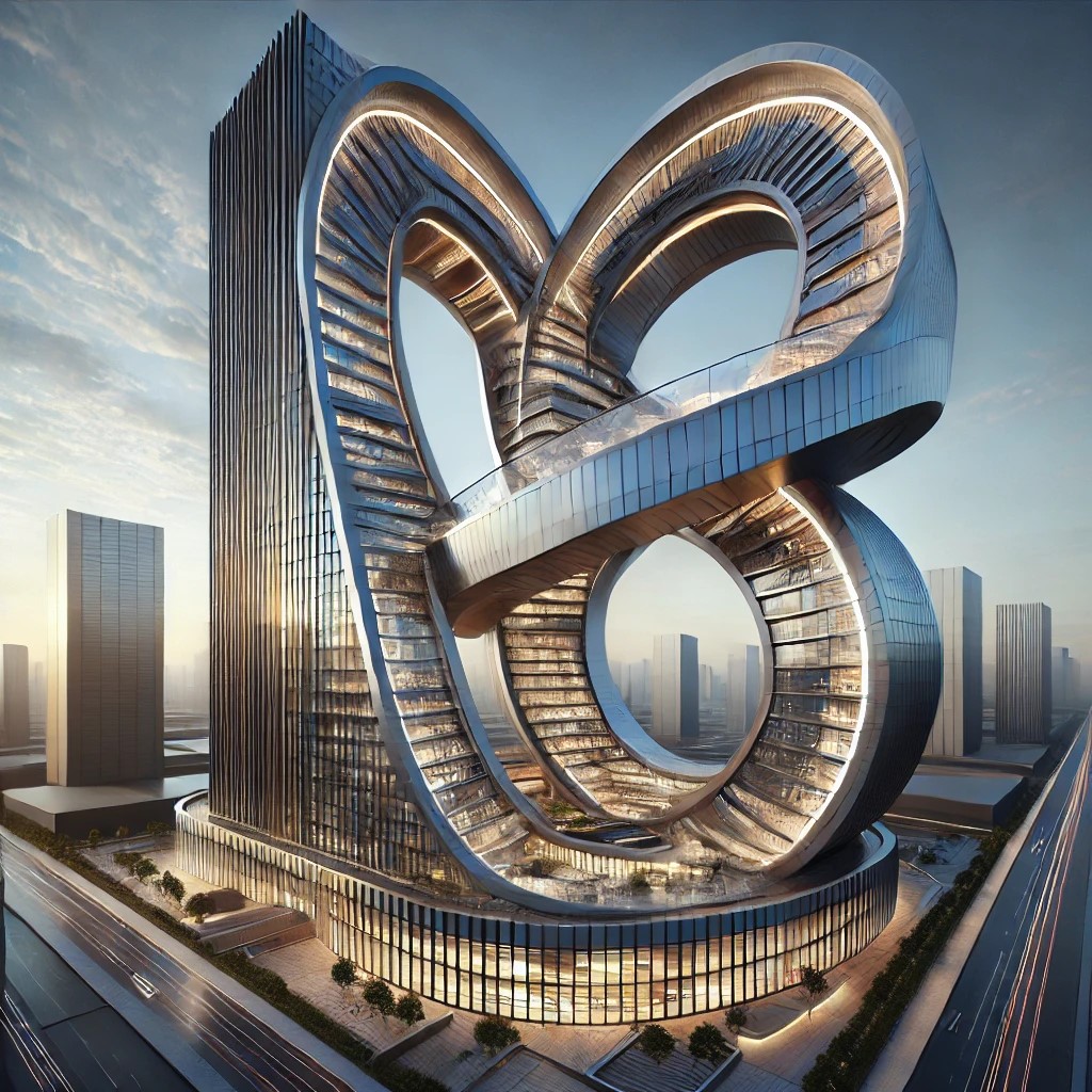 DALL·E 2024-12-22 23.06.18 - A futuristic and visually striking skyscraper in the shape of the...jpg