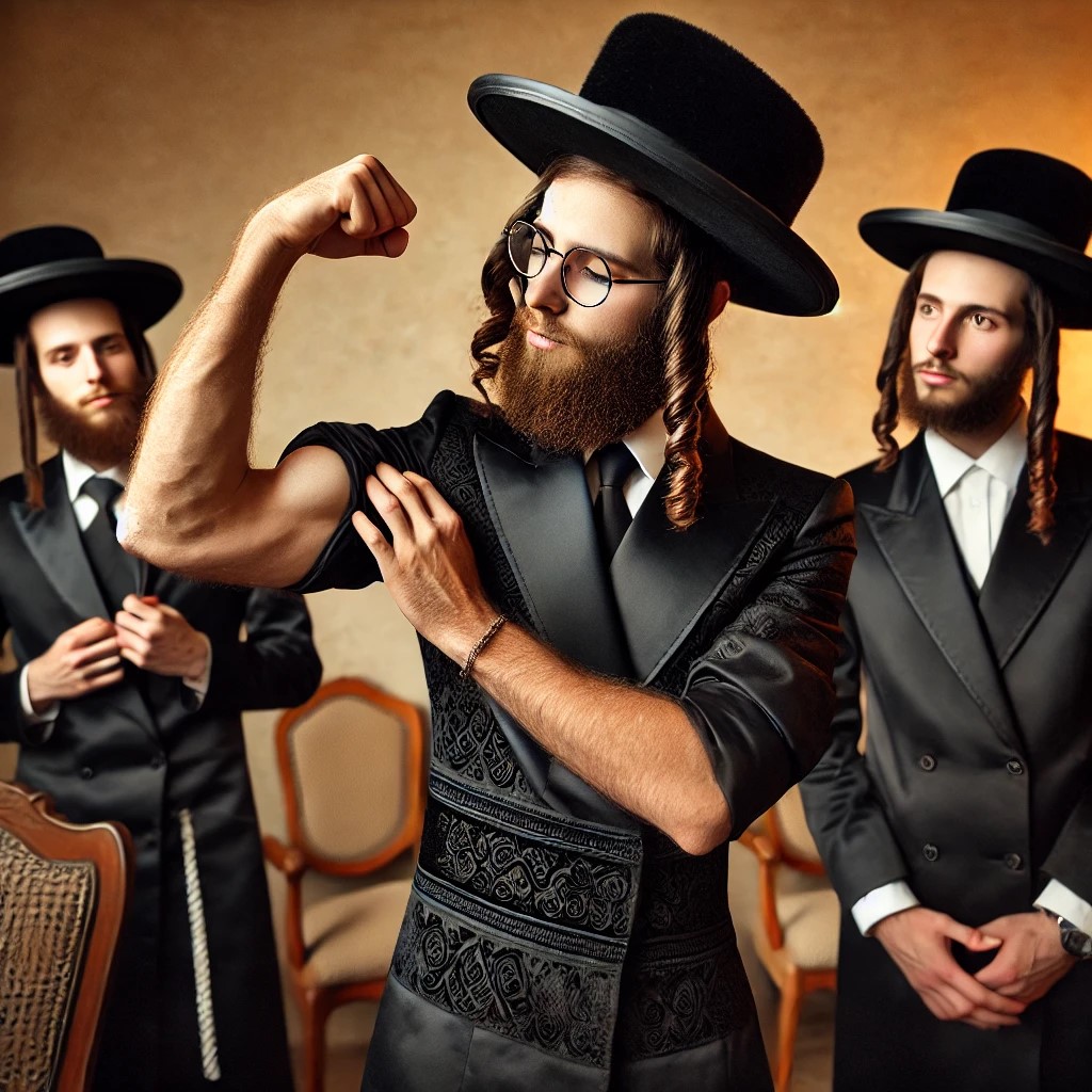 DALL·E 2024-12-31 01.51.08 - A young Hasidic man wearing traditional black attire including a ...jpg