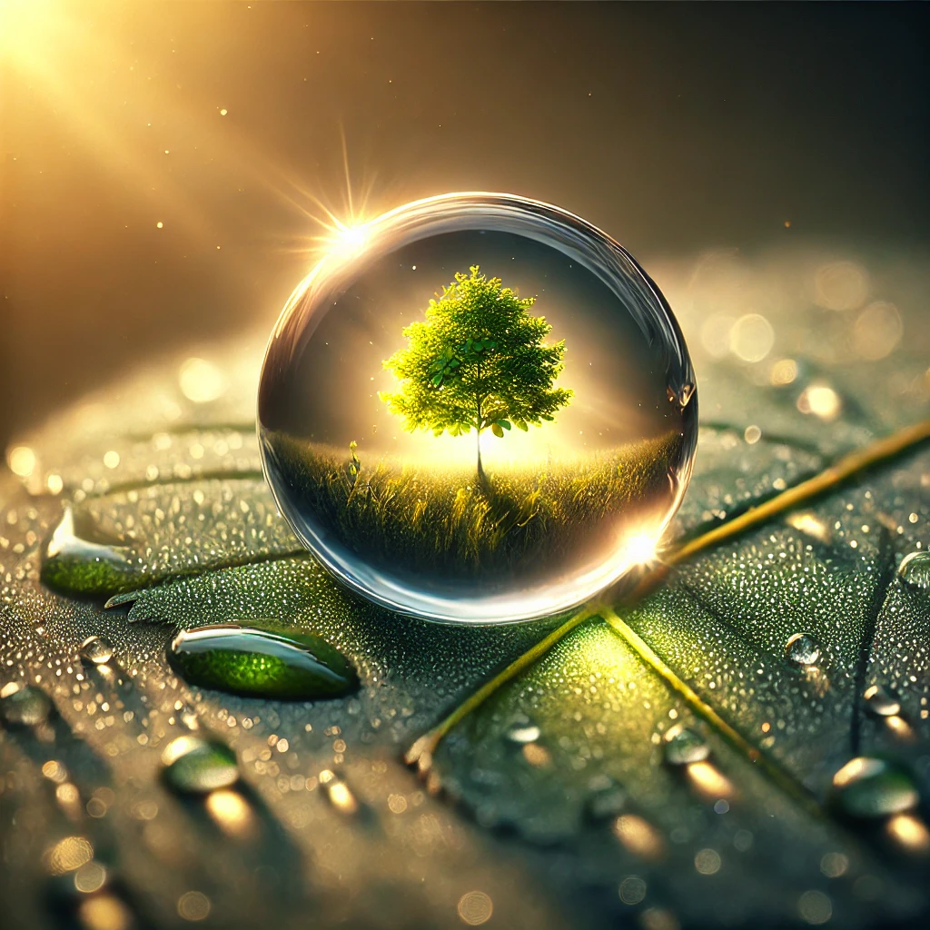 DALL·E 2025-01-06 11.55.01 - A hyper-realistic image of a single water droplet resting on a le...png