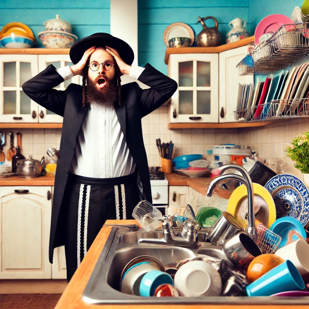 DALL·E 2025-01-08 15.59.39 - A humorous scene of a Haredi Jewish man standing next to a kitche...jpg