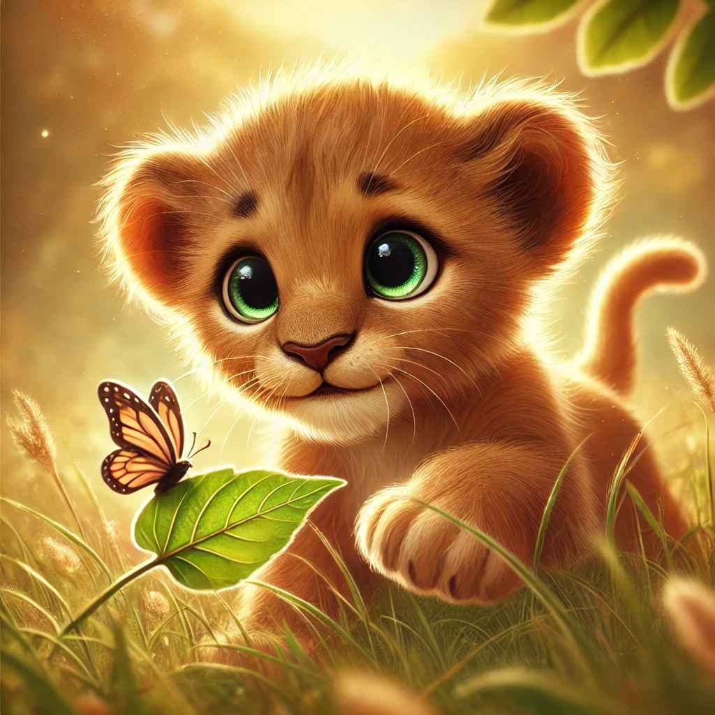 DALL·E 2025-01-21 02.53.51 - A cute and playful lion cub in a natural setting. The cub has big...jpg