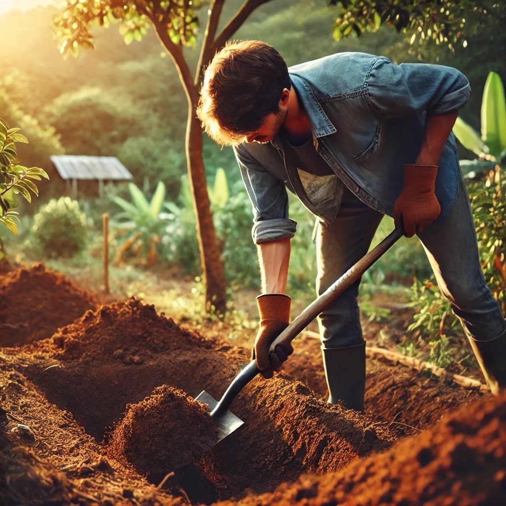 DALL·E 2025-01-22 00.59.13 - A person digging into the earth with a shovel. The setting is a ...jpeg