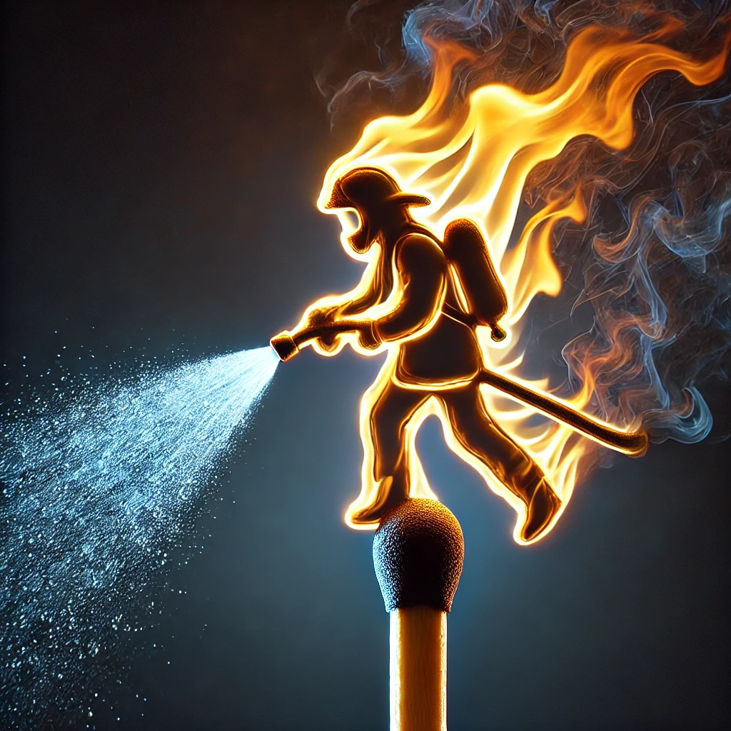 DALL·E 2025-01-22 17.34.43 - A burning matchstick with the flame creatively forming the shape ...png