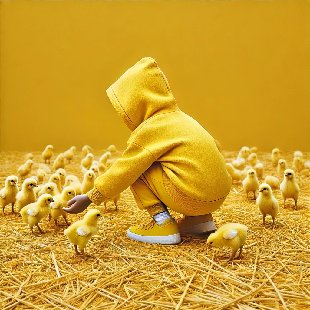 DALL·E 2025-01-23 00.45.17 - A yellow-themed image of a child wearing a yellow hoodie with the...jpg