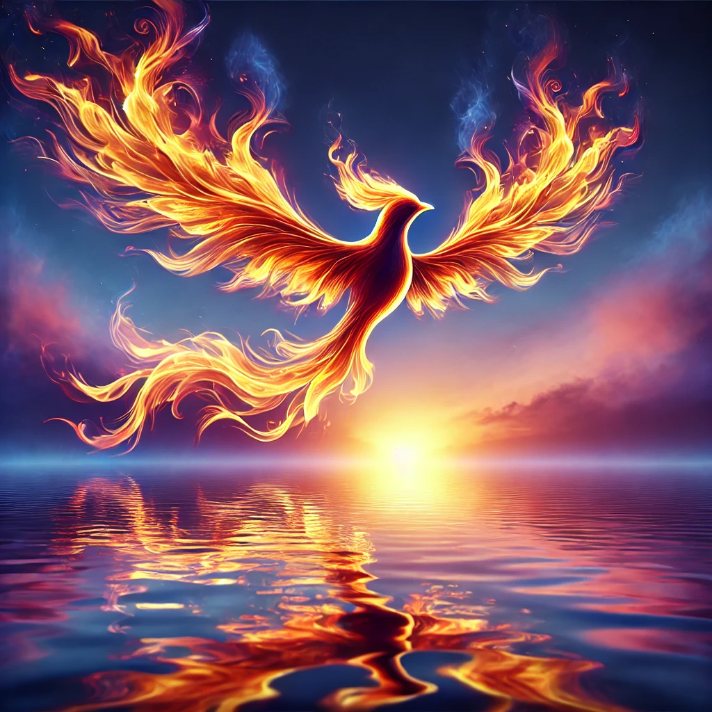 DALL·E 2025-01-24 00.45.31 - A surreal image of fire shaped like flying birds soaring over a c...png