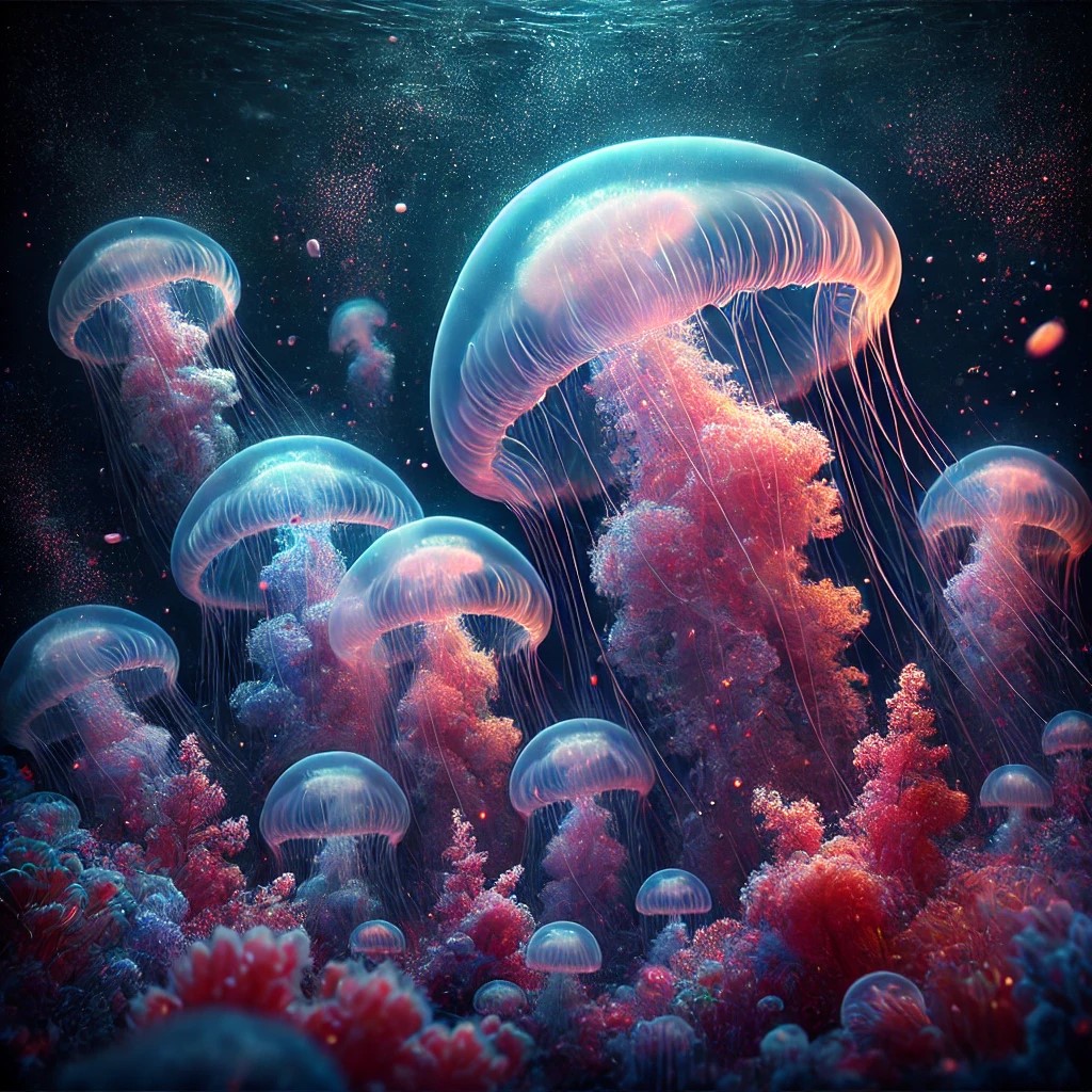 DALL·E 2025-01-25 23.31.06 - A stunning underwater scene of a mesmerizing jellyfish dance. A g...jpg