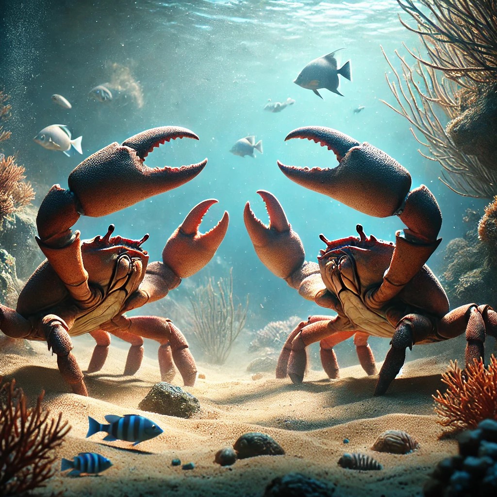 DALL·E 2025-01-26 01.56.40 - A super-realistic underwater scene showing two crabs in a wrestli...jpg