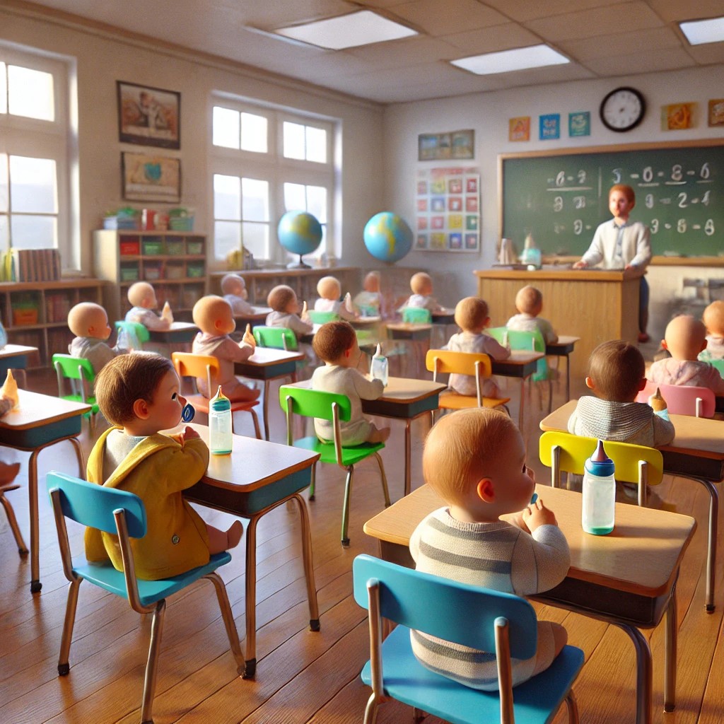 DALL·E 2025-01-27 20.38.44 - A square image of a classroom during a math lesson, with baby-siz...jpg