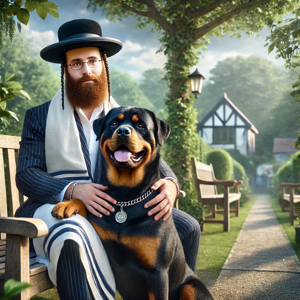 DALL·E 2025-01-27 23.00.47 - A hyper-realistic square image of a Hasidic man sitting on a benc...jpg