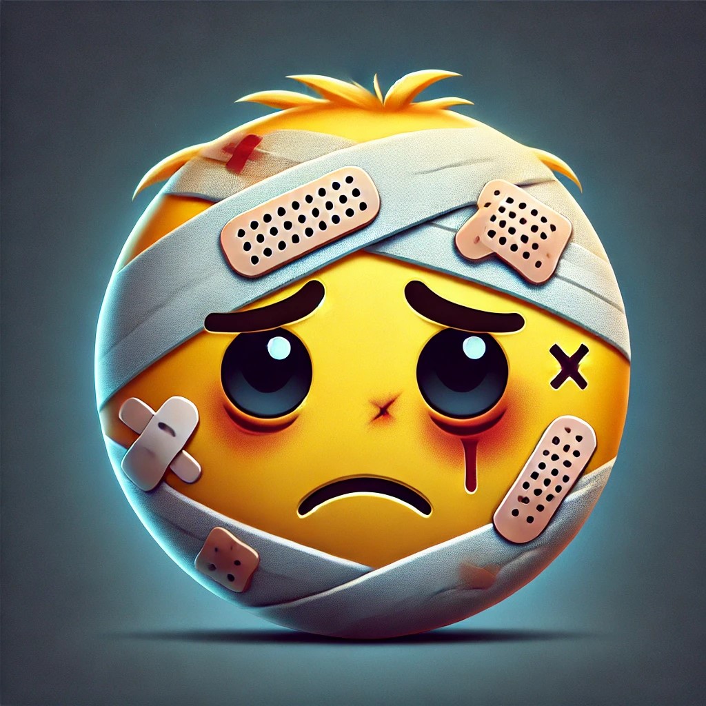 DALL·E 2025-01-31 00.09.50 - A cartoonish emoji with a sad expression. The emoji has a head wr...jpg