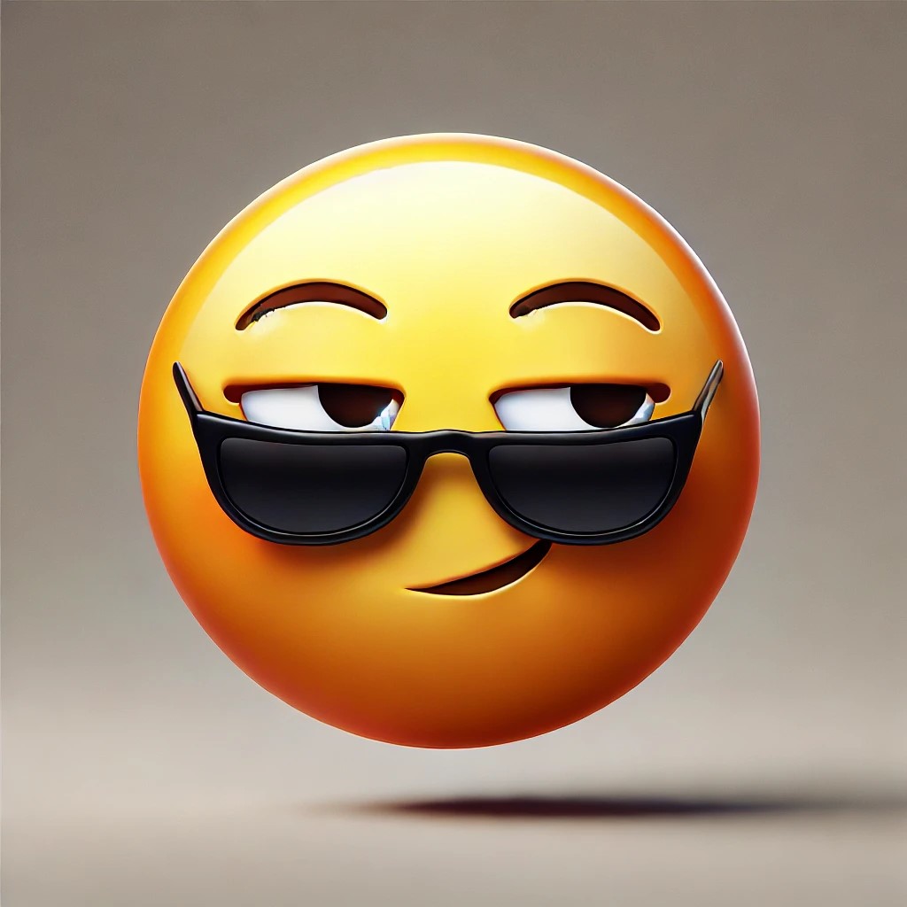 DALL·E 2025-01-31 00.12.08 - A sassy emoji with sunglasses perched on top of its head and a sm...jpg
