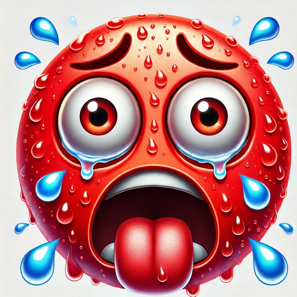 DALL·E 2025-01-31 00.23.02 - A red-faced emoji sweating and panting heavily, as if exhausted f...jpg