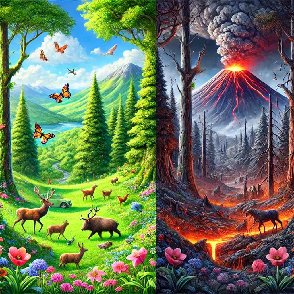 DALL·E 2025-02-01 22.03.31 - A side-by-side comparison of the same lush, vibrant landscape bef...jpg