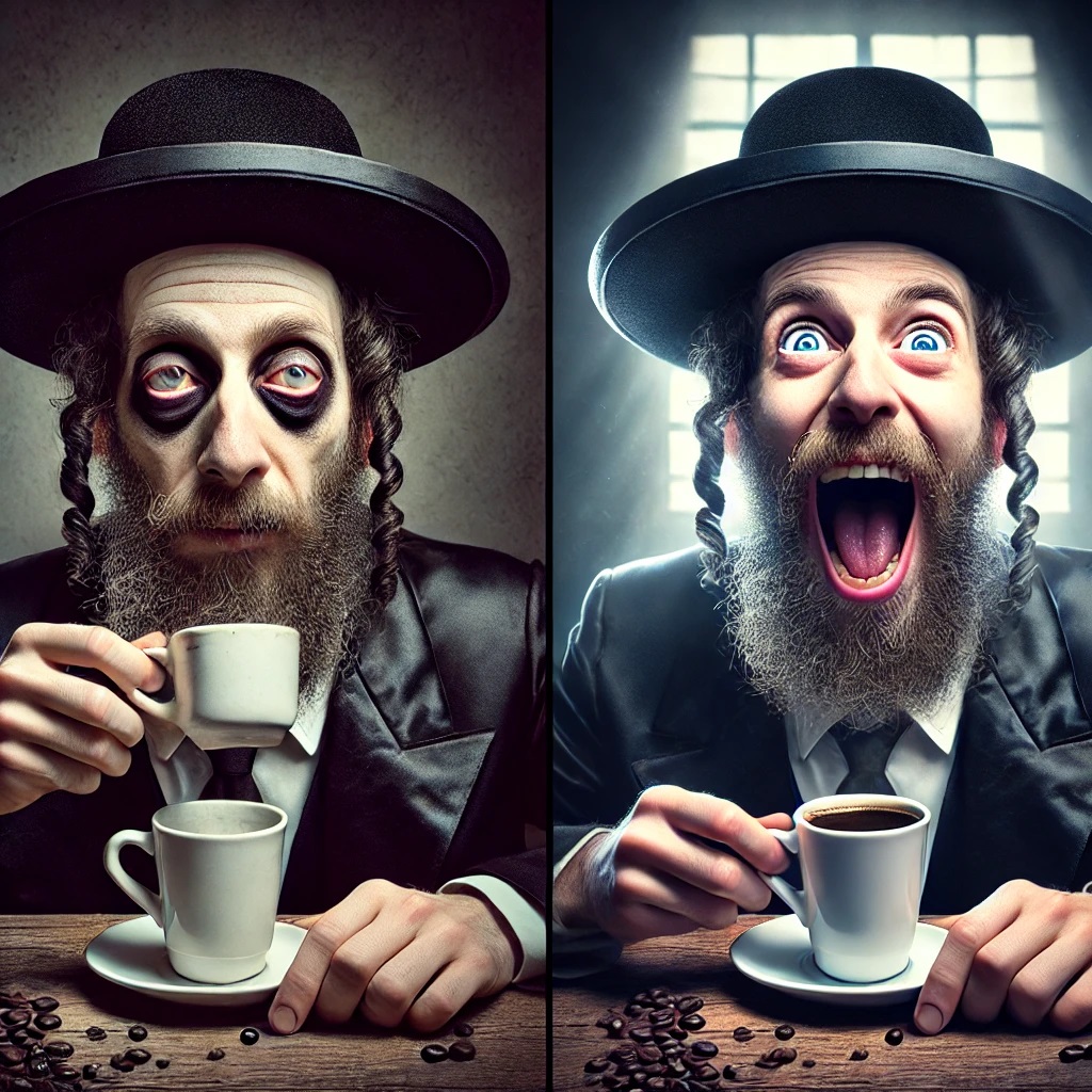 DALL·E 2025-02-02 00.43.32 - A highly realistic split-screen illustration of a Hasidic Jewish ...jpg