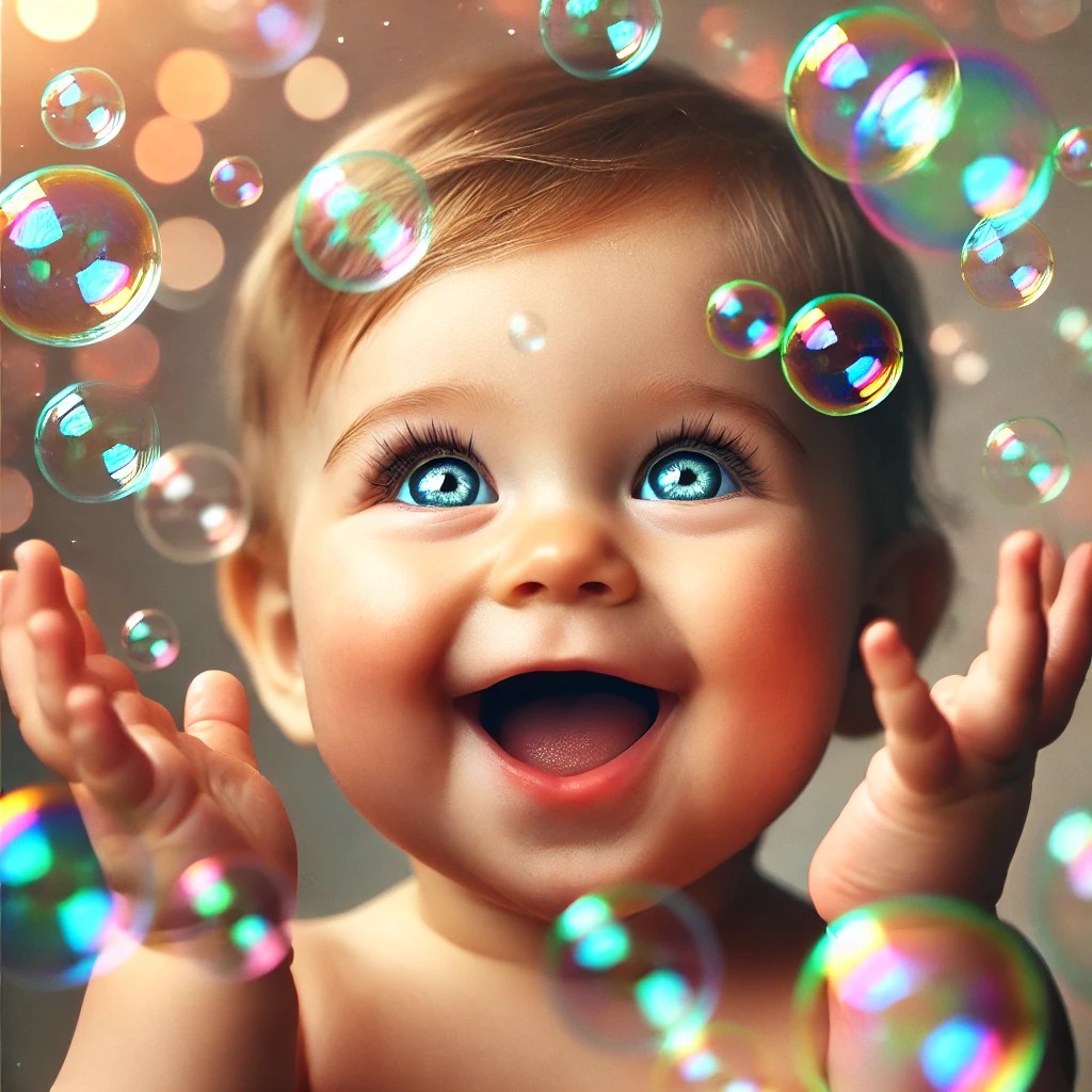 DALL·E 2025-02-04 23.07.28 - A joyful baby with bright, sparkling eyes, raising their hands in...jpg