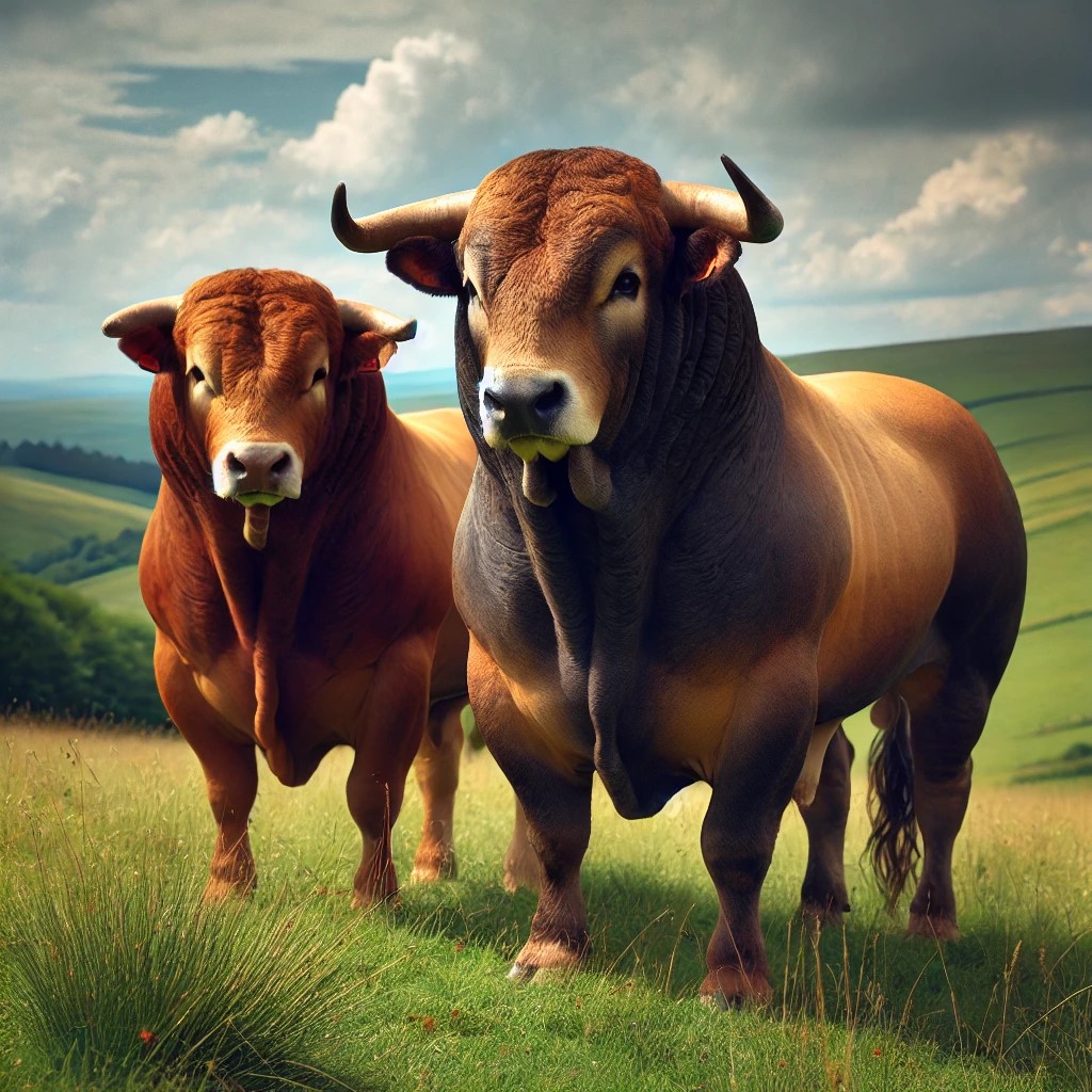 DALL·E 2025-02-05 19.05.54 - Two bulls standing side by side in a natural setting. The bulls a...jpg
