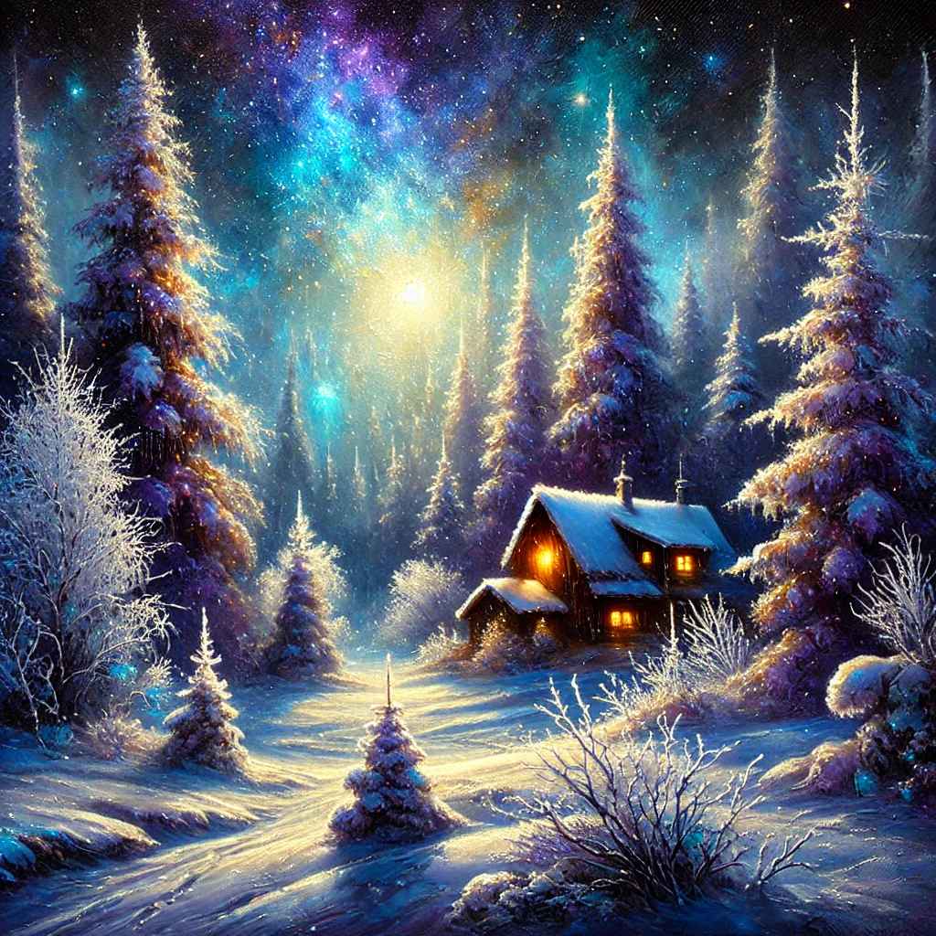 DALL·E 2025-02-08 22.13.52 - A breathtaking oil painting of a snowy landscape with an enchanti...jpg