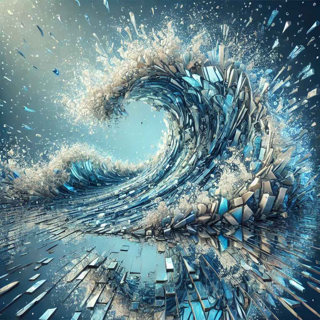 DALL·E 2025-02-09 22.45.35 - A mesmerizing water-themed artwork made entirely from fragmented ...jpg