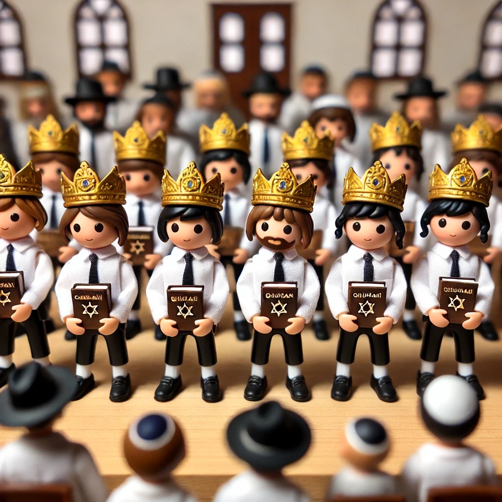 DALL·E 2025-02-20 14.34.32 - A Playmobil-style scene of a traditional Jewish Chumash party wit...jpg