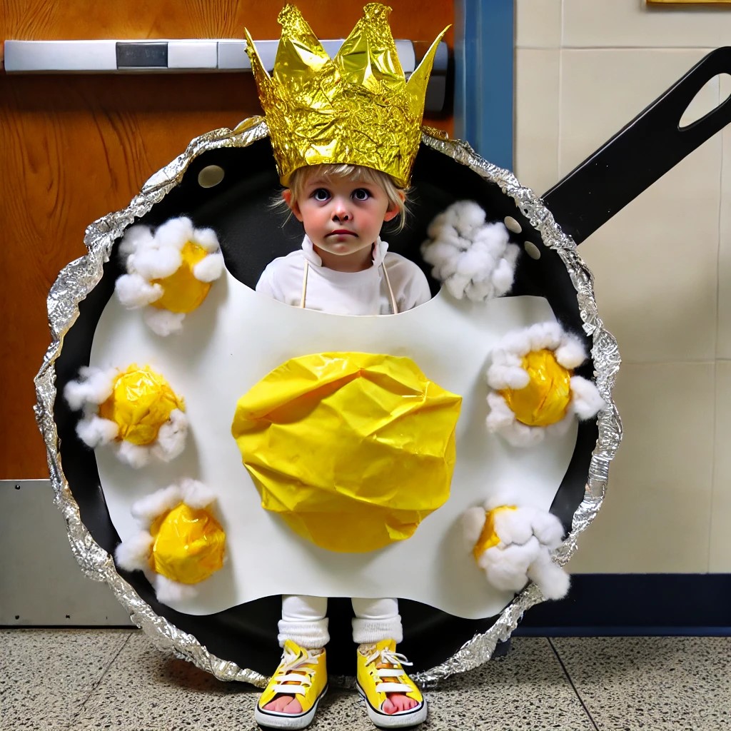 DALL·E 2025-03-09 19.59.09 - A homemade children's costume called 'King of Eggs.' The costume ...jpg