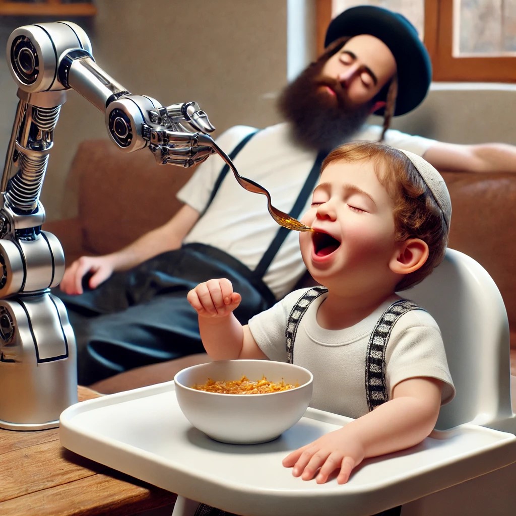 DALL·E 2025-03-26 22.44.40 - A realistic scene of a two-year-old child sitting in a high chair...jpg