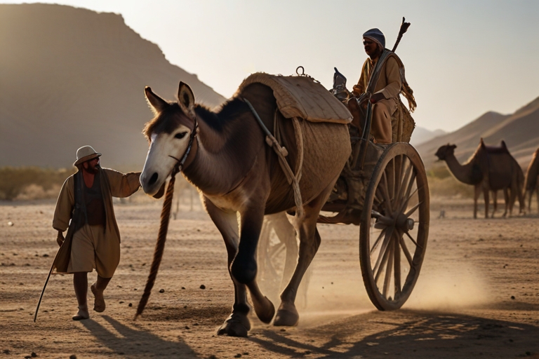 Default_A_man_pulled_by_a_donkey_and_a_camel_3.jpg