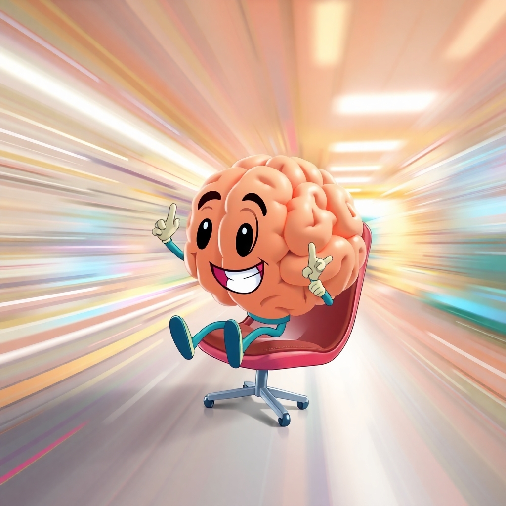 Dynamic motion blur, bright vibrant colors, 3D cartoon brain in a chair, lively, energetic, bl...jpg