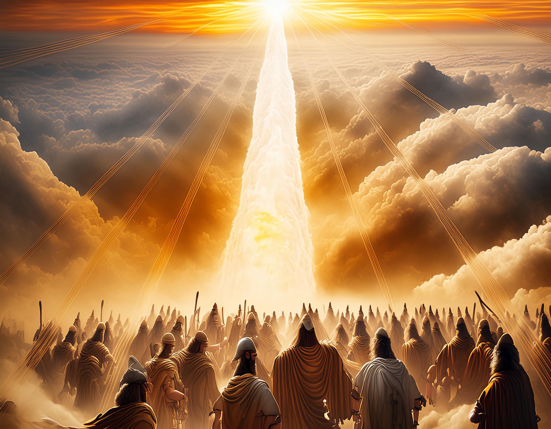 Firefly יציאת בני ישראל ממצרים המון אנשים ענני כבוד עמוד אש וקריעת ים סוף סגנון מציאותי 11717.jpg