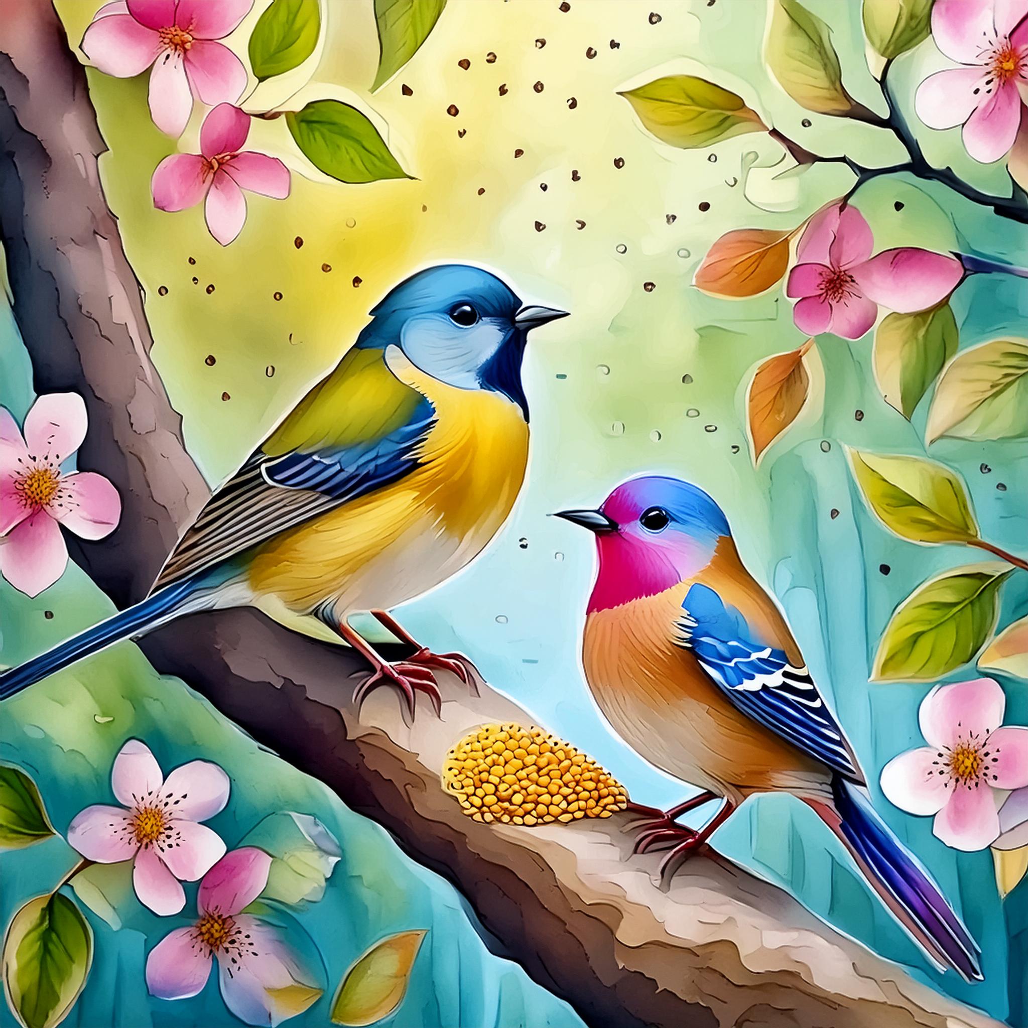 Firefly ציפורים אוכלות זרעים ביער 53135.jpg