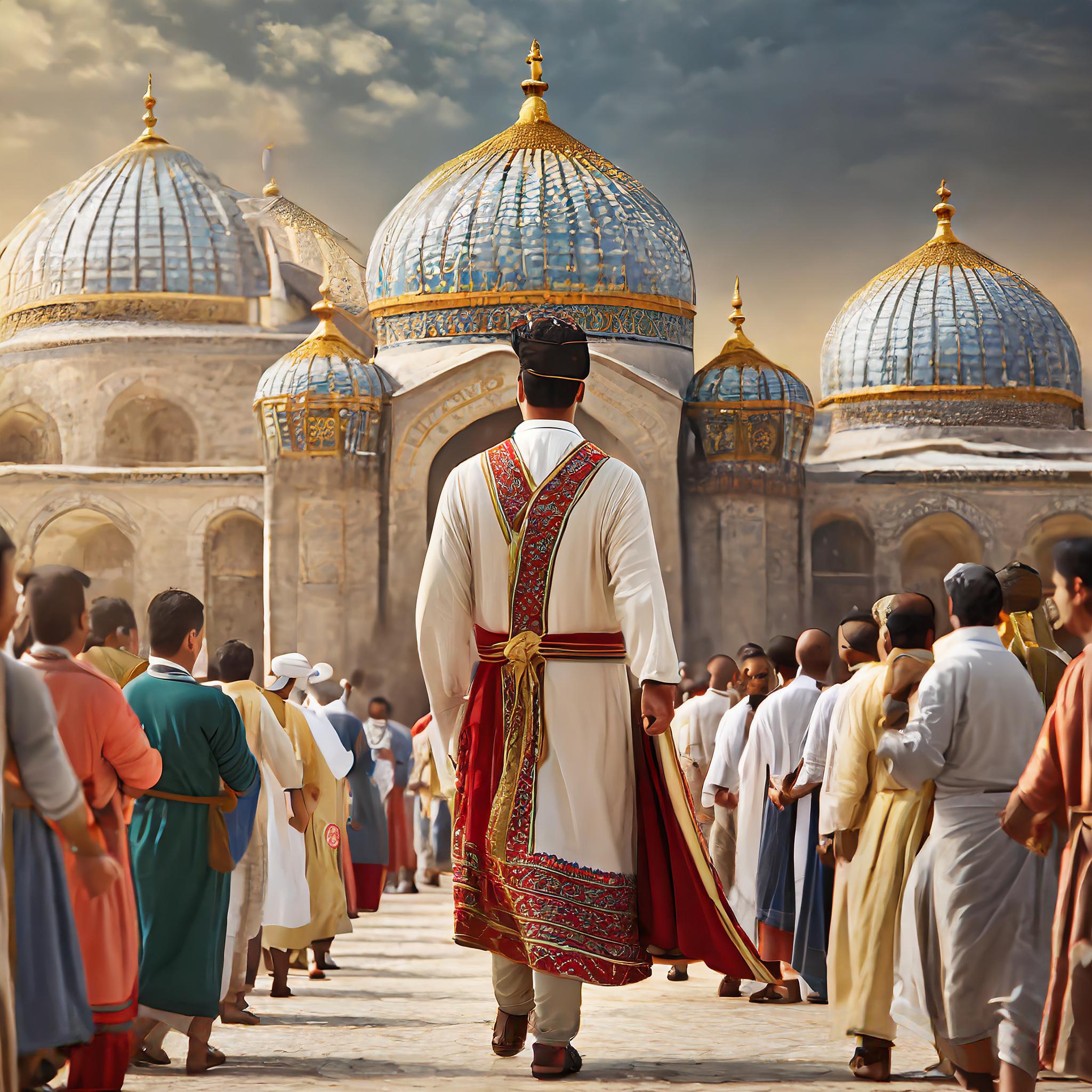 Firefly שר פרסי חשוב 1000 לפני הספירה הולך בפרס העתיקה והמון העם מסביב משתחווים לו סגנון ריאלי...jpg