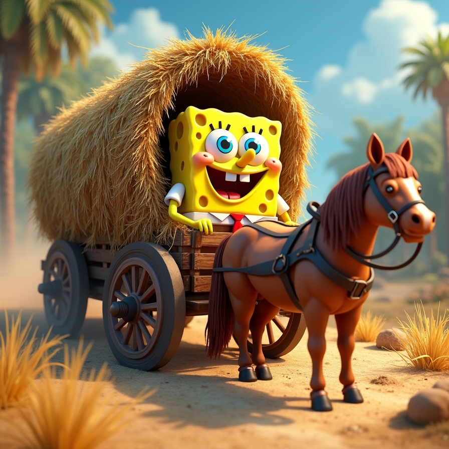 Flux_Dev_a_lush_3d_render_of_SpongeBob_lounges_in_a_rustic_wag_3.jpeg
