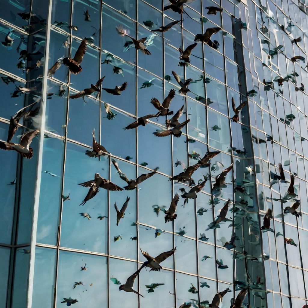 Leonardo_Kino_XL_A_group_of_birds_are_flying_towards_a_buildin_2.jpg