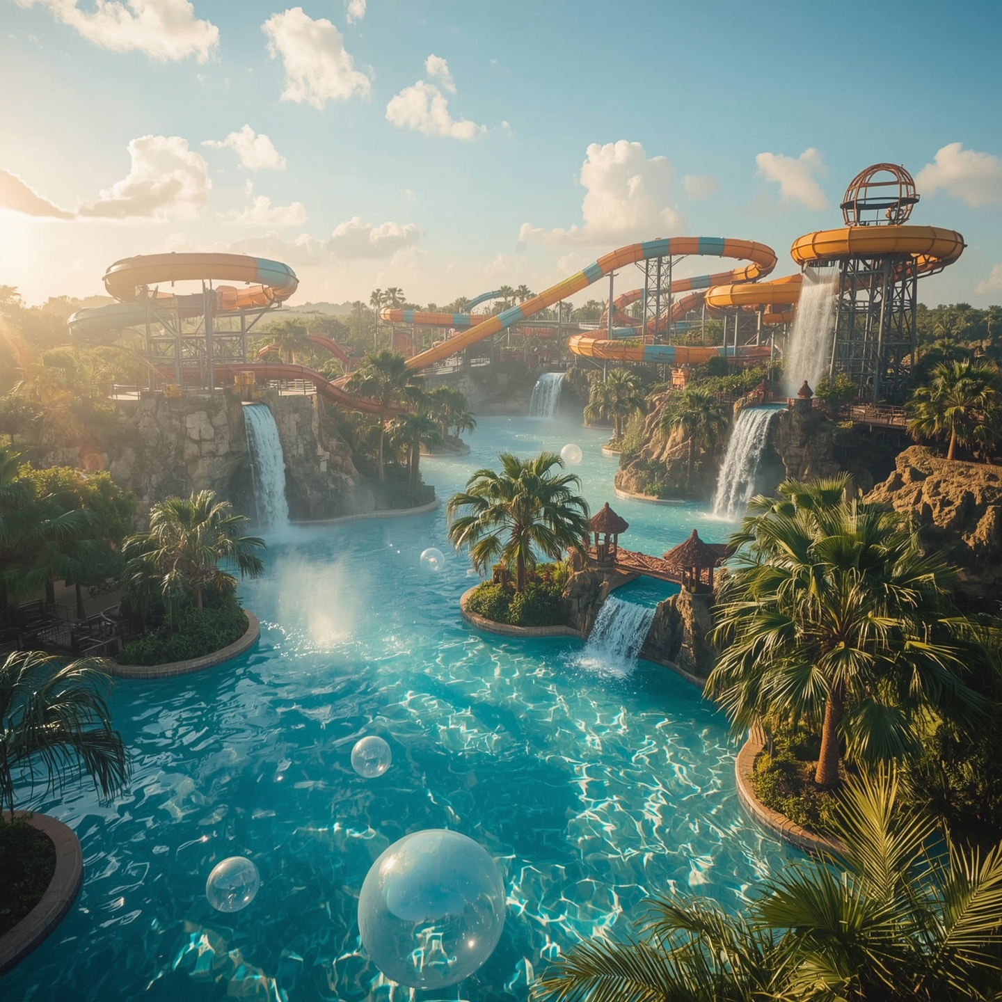 Lucid_Realism_A_magical_fantasy_water_park_at_sunrise_filled_w_0.jpg