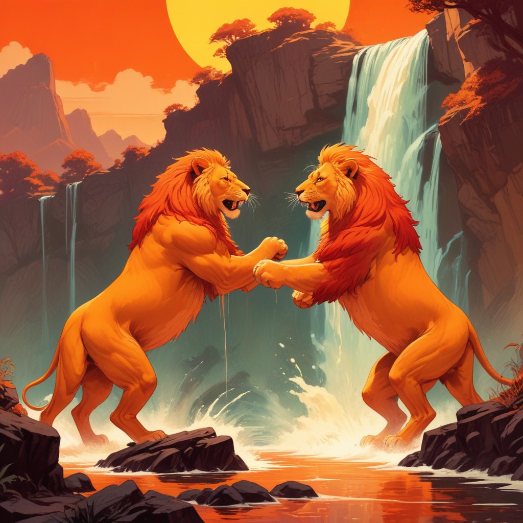 pikaso_texttoimage_Comic-style-Two-lions-fighting-in-the-background-o.jpeg