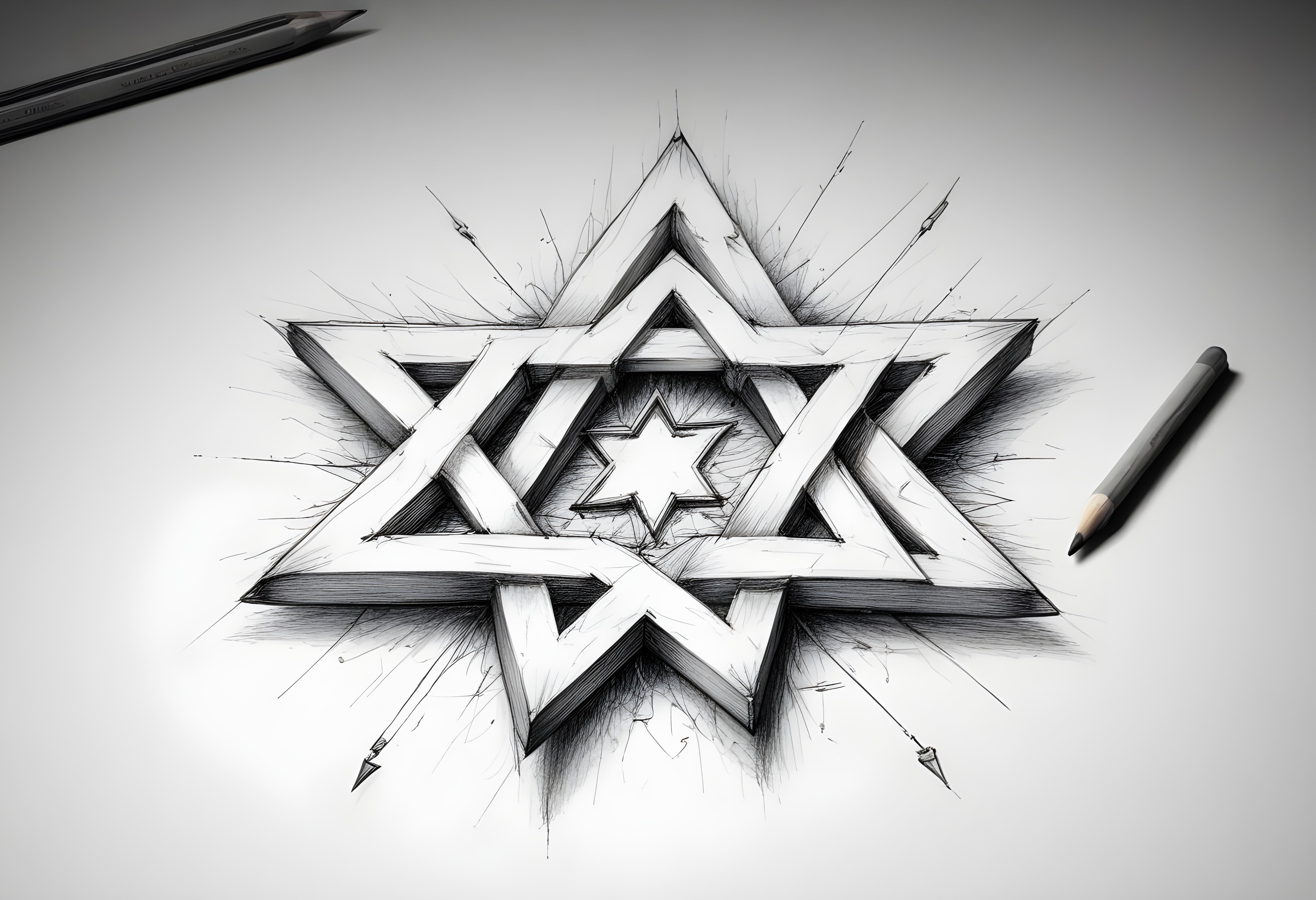 pikaso_texttoimage_sketch-lines-Star-of-David-is-made-of-missile-frag.jpg