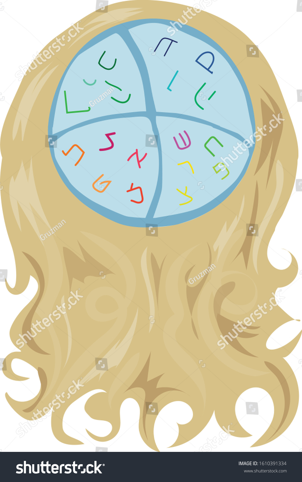 אופשערנס אופשרנס אופשרן חלאקה חלקה חאלקה לפני תספורת עם כיפה וקטורי איור ציור-1610391334