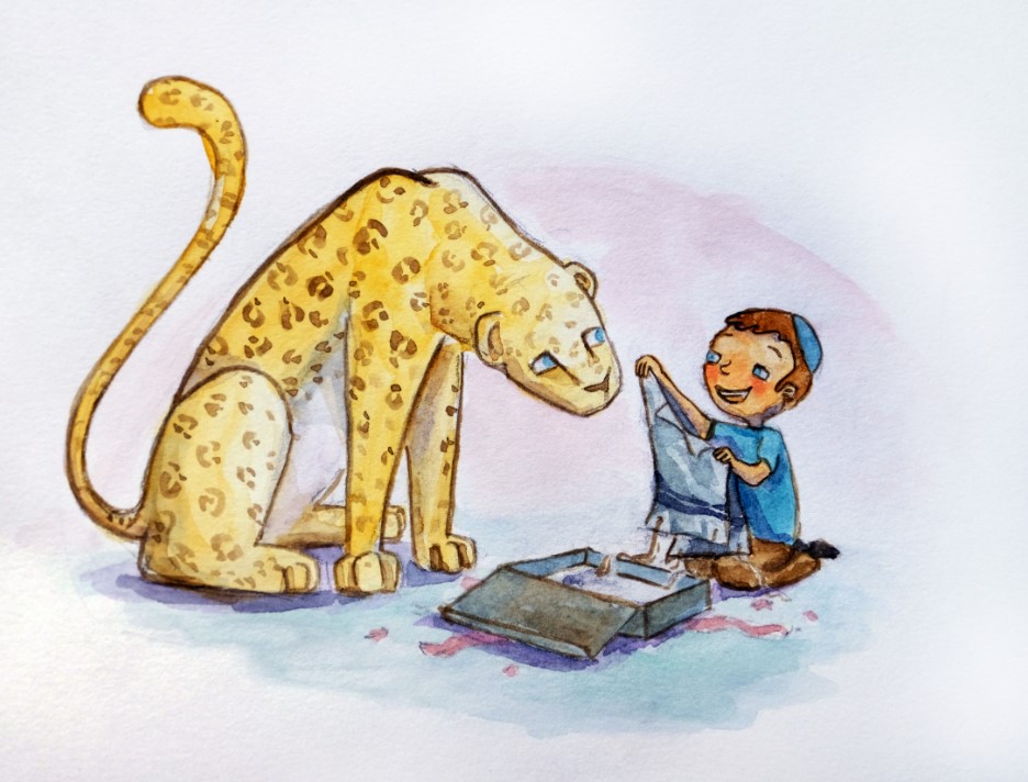 איור דמויות בצבעי מים - עז כנמר