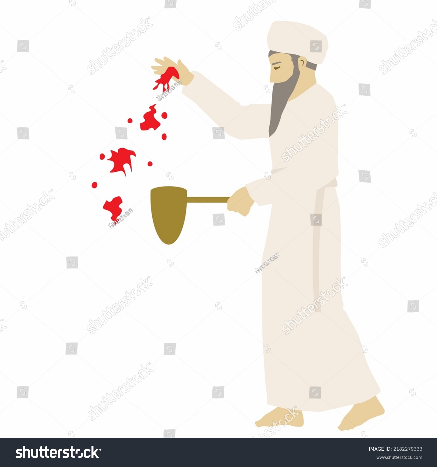 איור וקטור וקטורי כהן גדול בבגדי לבן מזה דם על הפרוכת המזבח ביד יש לו כלי זהב זורק עבודת יום ...jpg