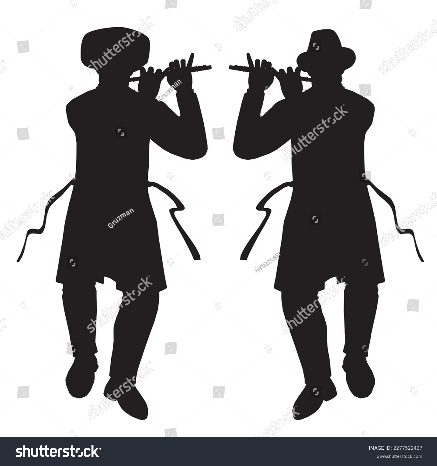 איור ציור לרכישה חסיד מנגן בחליל צד יהודי חרדי רוקד שמחת בית השואבה מירון כליזמר צפת צללית וק...jpg