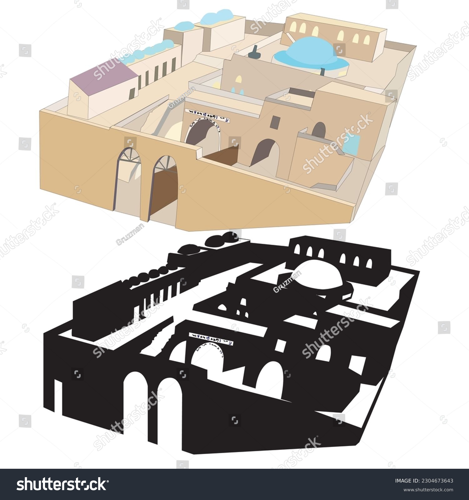 איור קבר רשבי רשב י מירון מרון ישראל לג בעומר שרטוט צללית מבנה הקבר ציון הציון וקטור וקטורי -...jpg