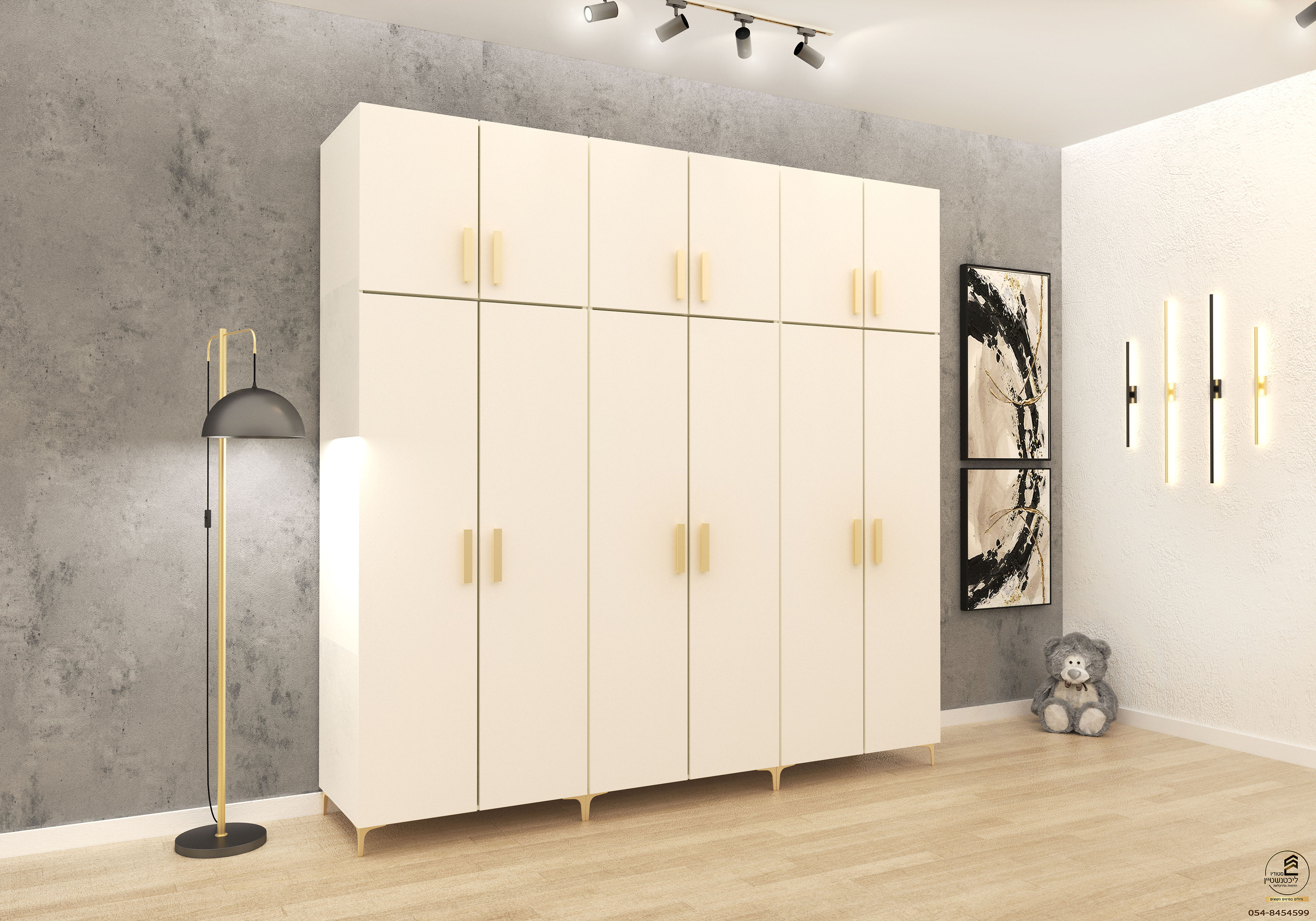 ארון 6 דלתות שמנת