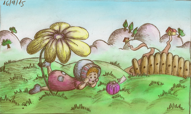 בובה ומתנה
ציור ידני וצביעה ממוחשבת