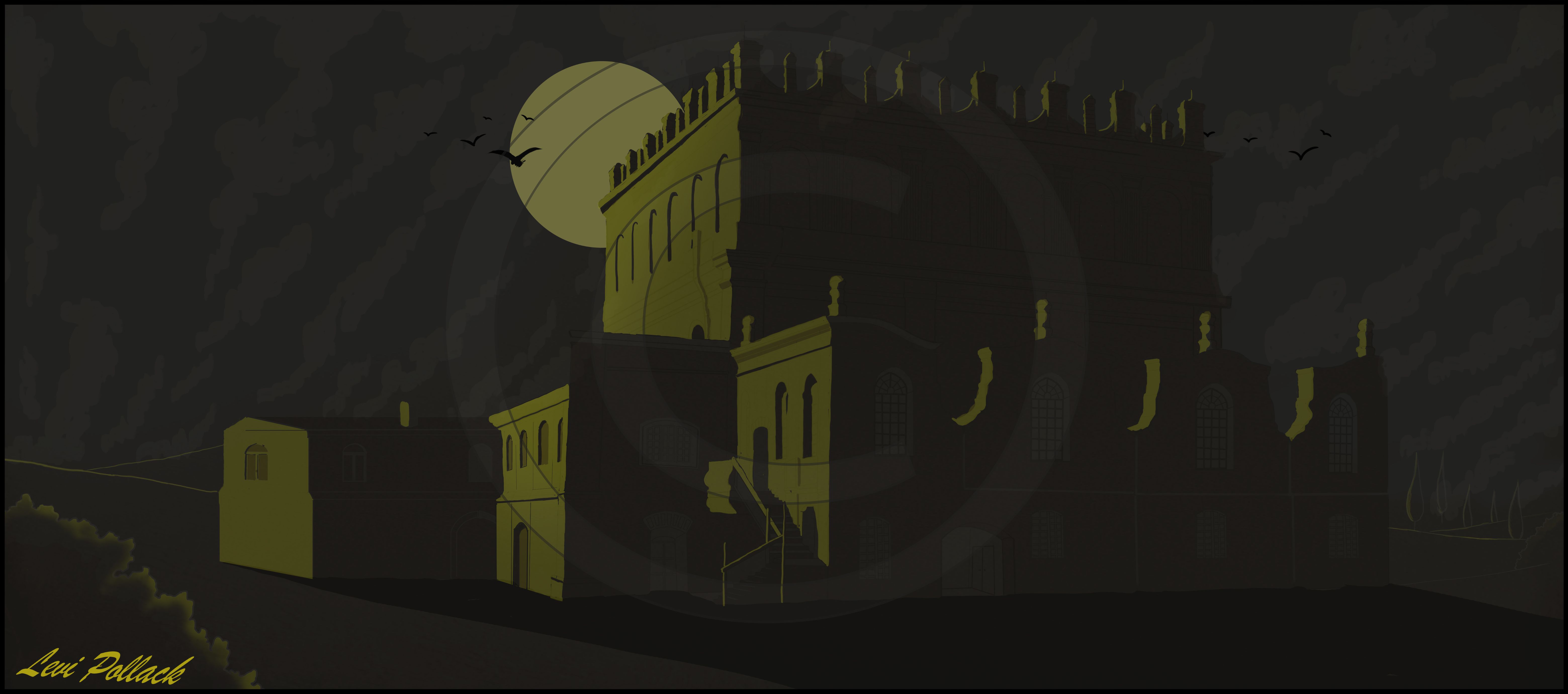 בית כנסת העתיק בעיירה בעלזא בלילה