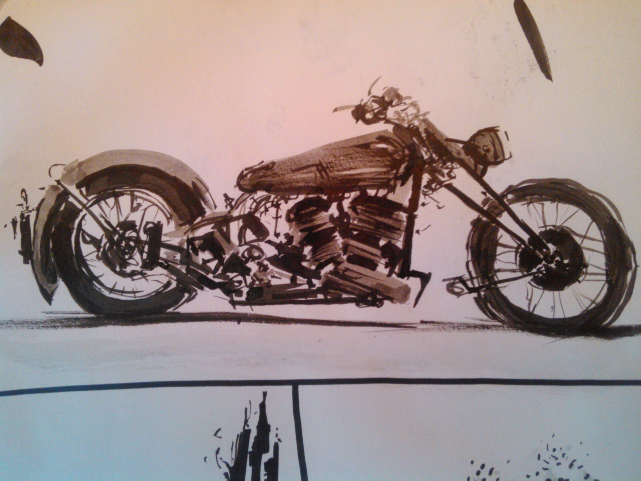 דיו ומכחול 

זה נקרא Indian Ink (צבע שחור) על דף מחשב A4
משיכות מכחול חופשיות נוגעות-לא נוגעות תוך שמירה על דיוק - רבע שעה בערך.