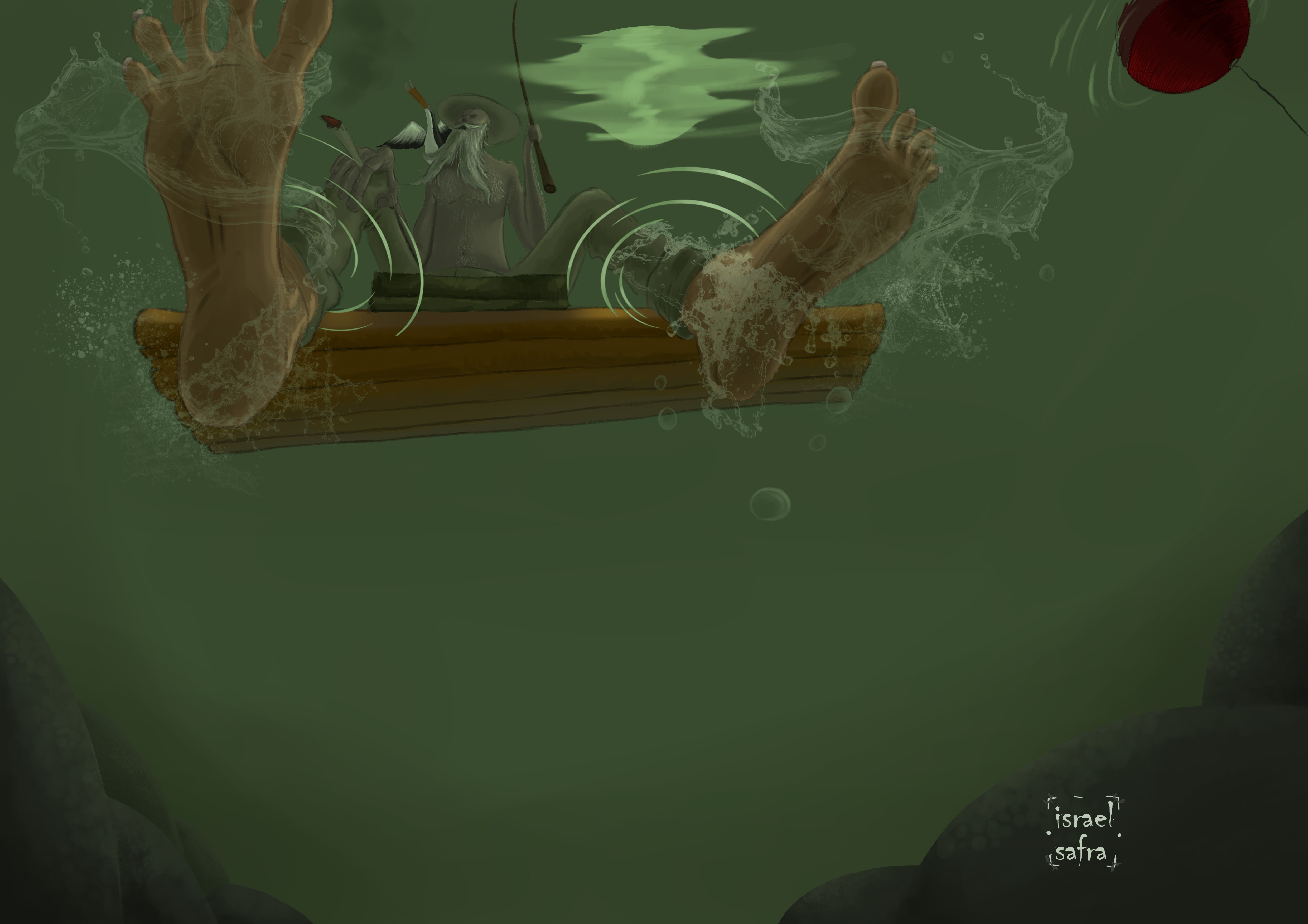 דייג וציפור קורמורן